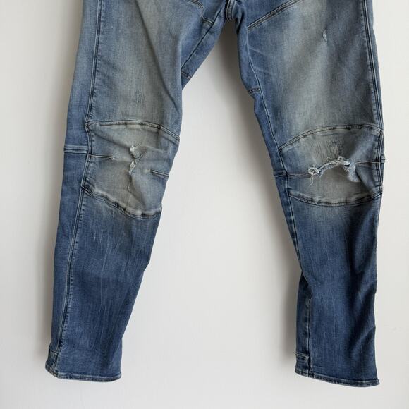 G-Star RAW Jeans Mens 32x32 5620 3D Slim Distressed Washout Moto Tapered Stretch - Picture 3 of 12